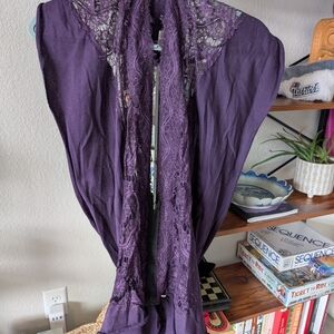Free People Deep Purple Textured Shawl